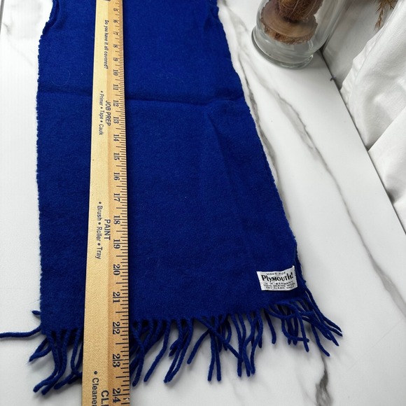 ❌SOLD❌VTG Plymouth 100 Merino Wool Scarf Royal Blue Fringe Made in W‎ Germany - Picture 5 of 5